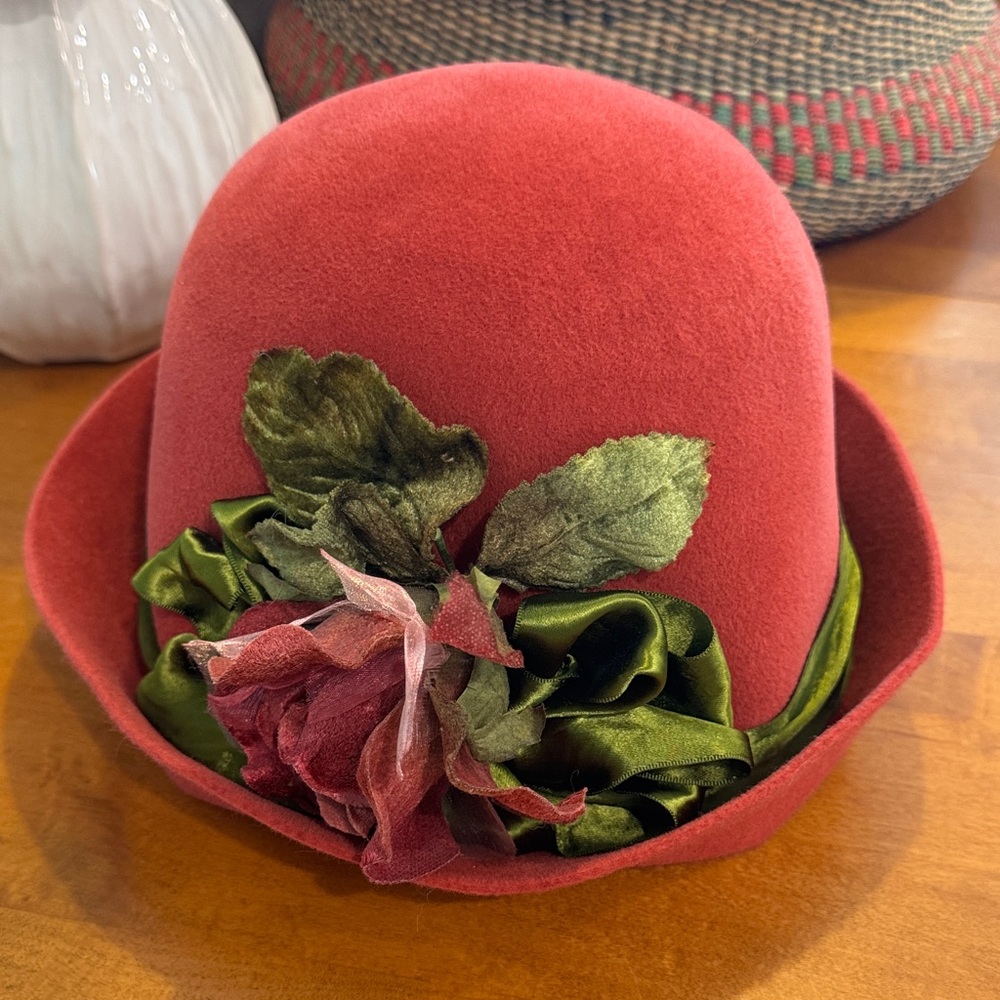 Floral felt bowler hat